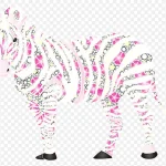 梦幻插画粉色斑马 透明背景PNG