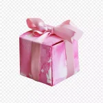 粉色彩带礼盒 透明背景PNG