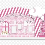 粉色小屋海报背景 免费PNG素材