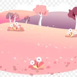 粉色草地背景矢量图 透明背景PNG