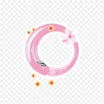粉色花镜框 免费PNG素材