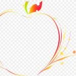 手绘粉色线条爱心相框 PNG素材下载