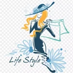 时尚购物女郎插画矢量素材 透明背景PNG