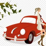 小轿车时尚女人 高清PNG