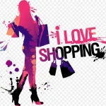 时尚女郎购物剪影 透明背景PNG