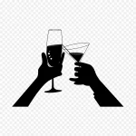 庆祝干杯剪影 透明背景PNG