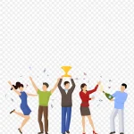 创意商务人物获奖开香槟庆祝 高清PNG