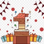 矢量一周岁庆祝 透明背景PNG