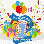 矢量1周岁庆祝 透明背景PNG