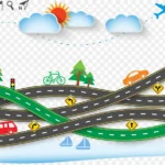 创意公路旅游剪贴画矢量图 高清PNG