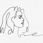 卡通手绘长发线女人插画 透明背景PNG