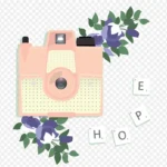 粉色相机和花卉剪贴画 高清PNG