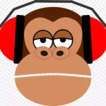 戴耳机的猴子卡通剪贴画 免费PNG素材