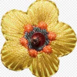 金色手工花朵 透明背景PNG