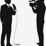 采访剪影 高清PNG